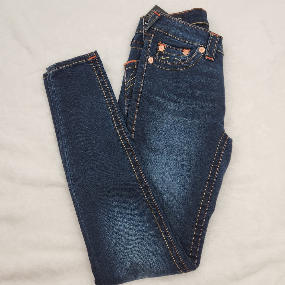 True Religion Jennie Curvy Mid Rise Skinny Indigo Upgrade Womens Size 26